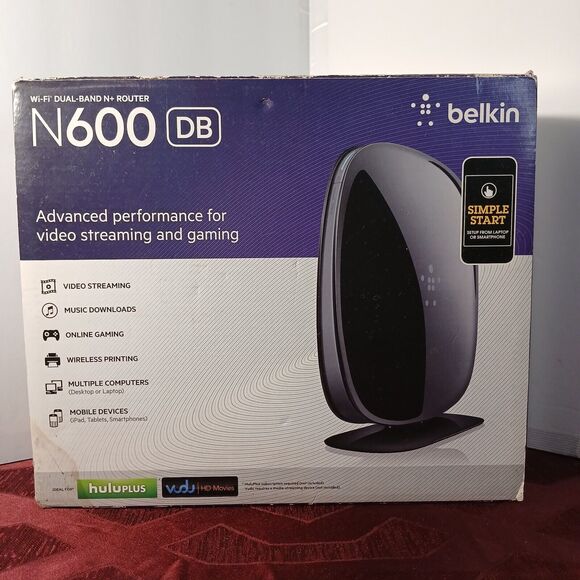Belkin N600 DB Wireless N+4 Port Router F9K1102V2 in Box WORKS Cat5 Cable - Picture 1 of 10